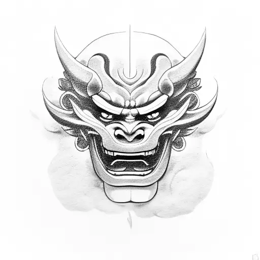 Japanese oni mask tattoo design idea