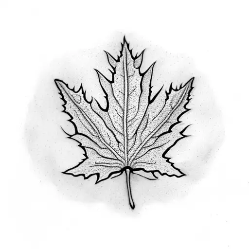 maple leaf made of thistle floers tattoo design idea