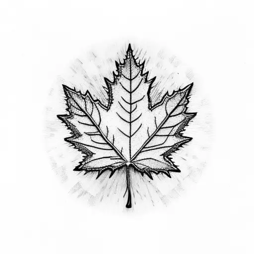 maple leaf made of thistles tattoo design idea