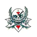 Dagger with hearts with Memento mori on the blade tattoo design idea