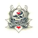 Dagger with hearts with Memento mori on the blade tattoo design idea