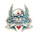 Dagger with hearts with Memento mori on the blade tattoo design idea