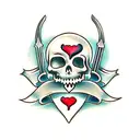 Dagger with hearts with Memento mori on the blade tattoo design idea