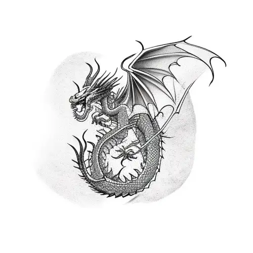 red dragon olive branch hip tattoo design idea