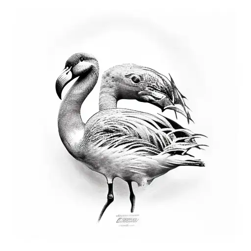 pato, tiburón y flamingo  tattoo design idea