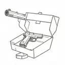 A minimalist design of a trap with a hidden gun inside, symbolizing your occupation in the gang tattoo design idea