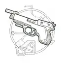 A minimalist design of a trap with a hidden gun inside, symbolizing your occupation in the gang tattoo design idea