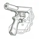 A minimalist design of a trap with a hidden gun inside, symbolizing your occupation in the gang tattoo design idea