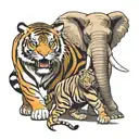 tiger and elephant tattoo design idea