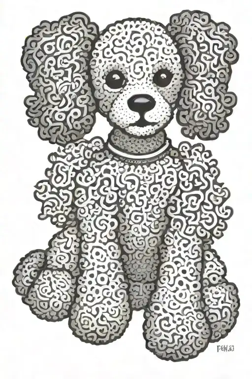 jellycat stuffed poodle 2002 stencil dotwork tattoo design idea