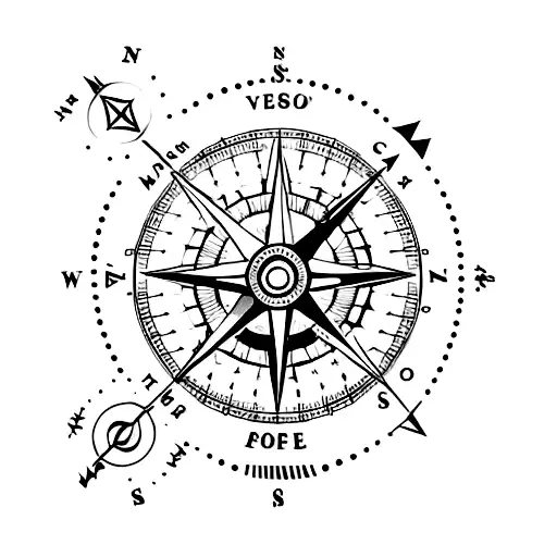 A compass with a trail of footsteps, representing your adventurous spirit and love for exploring new places tattoo design idea