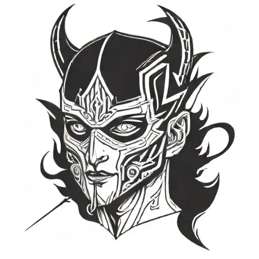 Jhin Mask league of legends surrounded with the "G59" text and music things with the lil peep crybaby named album cover tattoo design idea