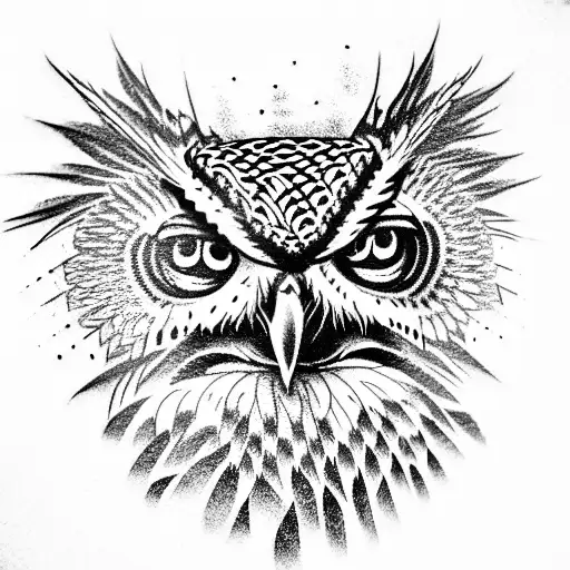 standing eagle owl  tattoo design idea