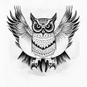standing eagle owl  tattoo design idea