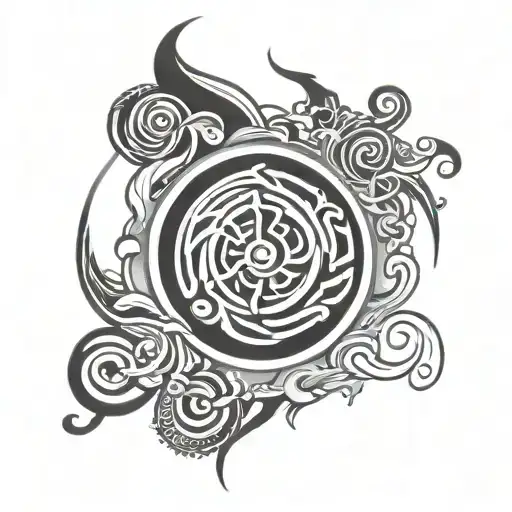 air bending symbol incorporating elements tattoo design idea
