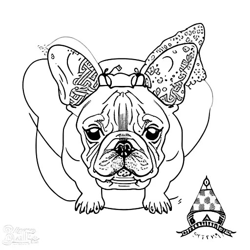 french bulldog dumpling peach tattoo design idea