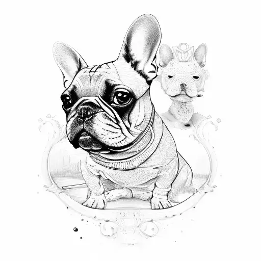 french bulldog dumpling tattoo design idea