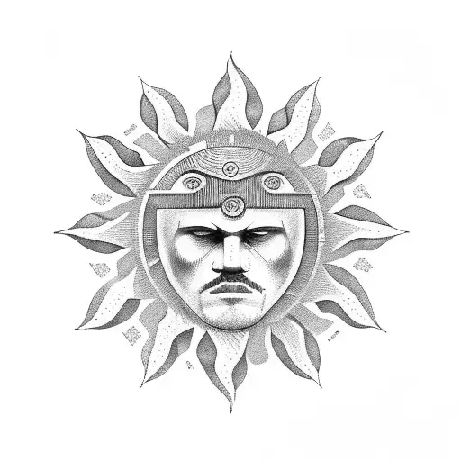sun greek geometric tattoo design idea