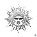 sun greek geometric tattoo design idea