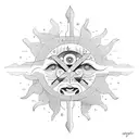 sun greek geometric tattoo design idea