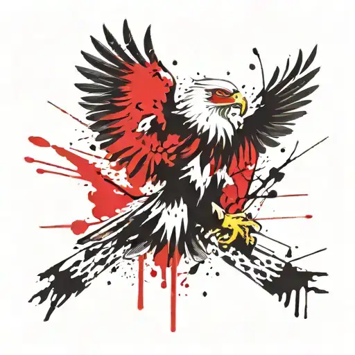trash polka eagle tattoo design idea