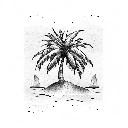 palm tree on island  tattoo design idea