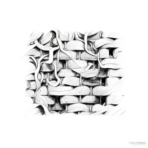 brick wall with vines  tattoo design idea