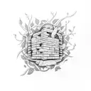 brick wall covered in vines  tattoo design idea