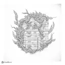 brick wall covered in vines  tattoo design idea