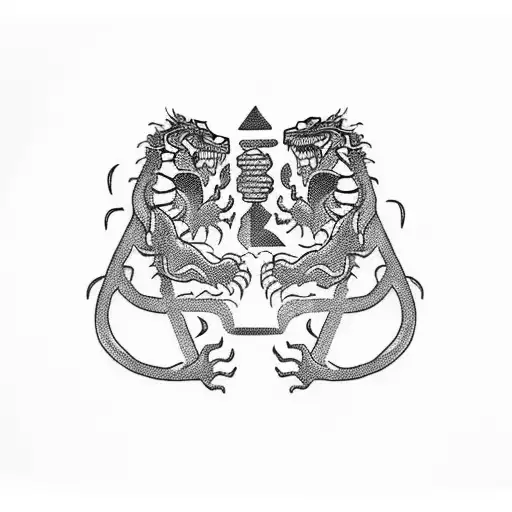 tiger arm wrestling a dragon tattoo design idea