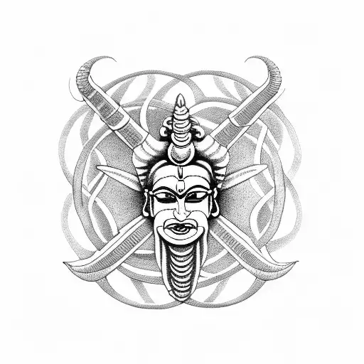 Scorpio and Hindu god shiva trident  tattoo design idea