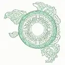 A jade stone with illusory patterns inside, like a kind of mirror tattoo design idea