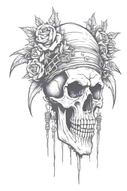skull punk tattoo design idea