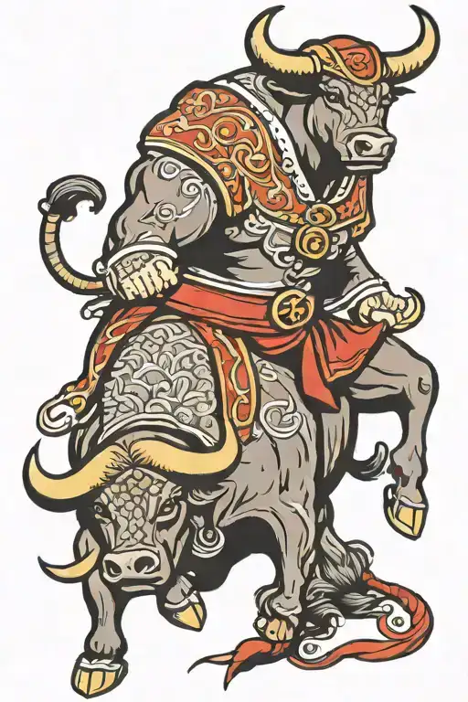 Bull and matador fighting bull tattoo design idea