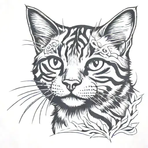 tabby cat outline 21 year old   tattoo design idea