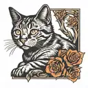 tabby cat outline memorial  tattoo design idea