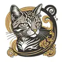 tabby cat outline memorial  tattoo design idea
