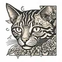 tabby cat outline memorial  tattoo design idea