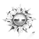 Broken mirror that reflect the sun  tattoo design idea