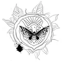 sunflowers, ladybugs, butterflies, turtle, cardinal, hummingbird, red heart tattoo design idea