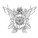 sunflowers, ladybugs, butterflies, turtle, cardinal, hummingbird, red heart tattoo design idea