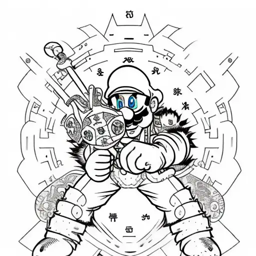 mario fighting bowser tattoo design idea