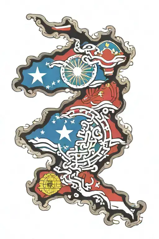 Okinawan, Filipino, and Brazilian Flag embedded inside tattoo design idea