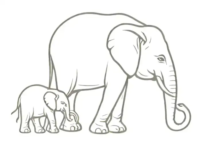 baby and mom elephant  tattoo design idea