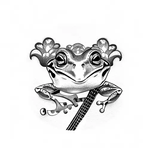 frog playing guitar  tattoo design idea