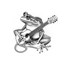 frog playing guitar  tattoo design idea