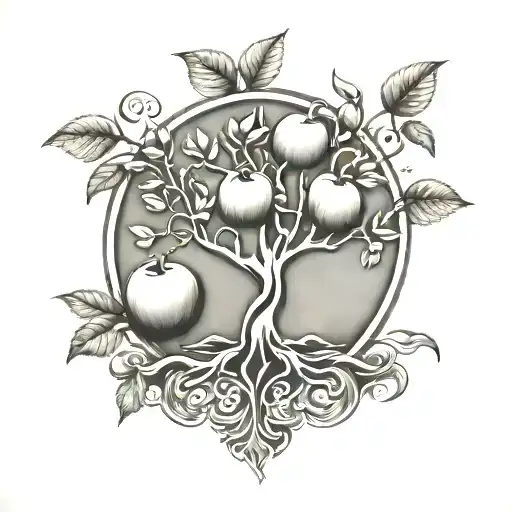 tree of life with apples tattoo design idea