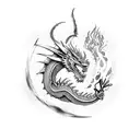 Dragon with fire tattoo design idea