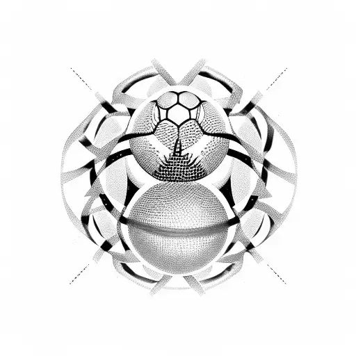A football and cricket ball merging together tattoo design idea