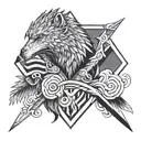 wolf and snake and eagle and sword and skull  tattoo design idea